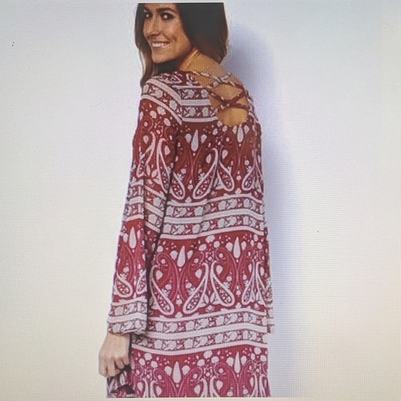 CHARMING CHARLIE Paisley Bell Sleeve Boho Dress - Picture 2 of 5